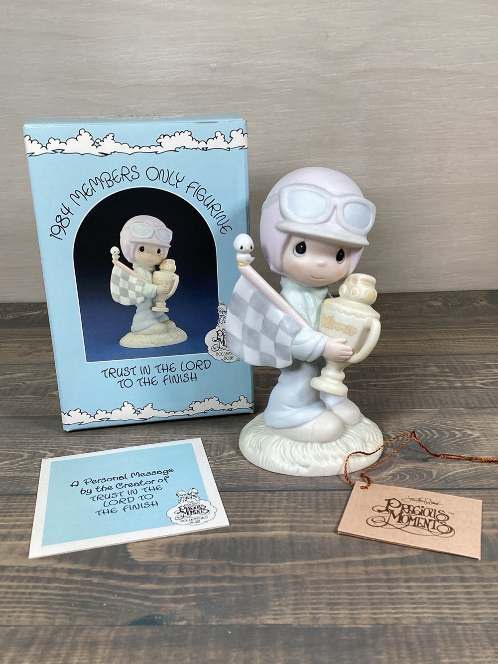 1984 Precious Moments "TRUST IN THE LORD TO THE FINISH" Figurine PM-842